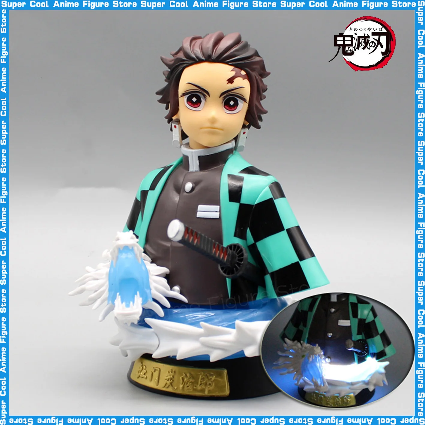 15cm Demon Slayer 15cm Gk Tanjirou Half-Length Portrait Figure With Light Dolls Pvc Model Surprise Gifts Birthday Gift