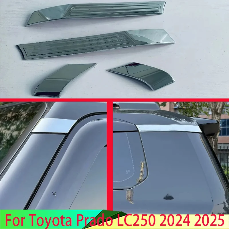 For Toyota Prado LC250 2024 2025 Car Accessories ABS Chrome Body A Pillar +C Pillar Decorated With Two-Tone Sequins