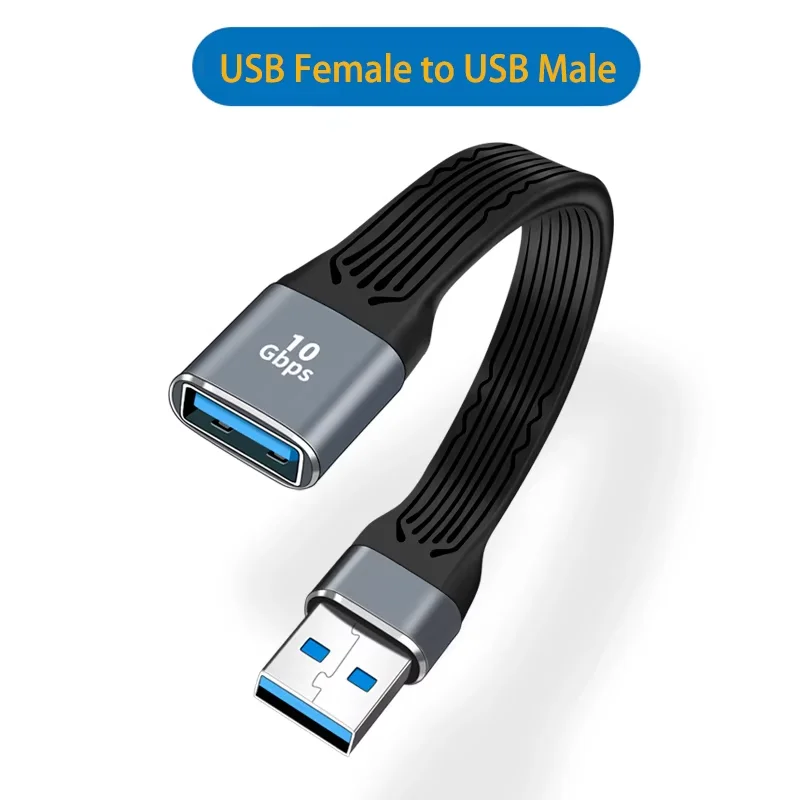 Câble d'extension USB 3.0 13cm Type A mâle à femelle FPC cordon plat court Flexible vitesse rapide pour imprimante PC u-disk VR PlayStation