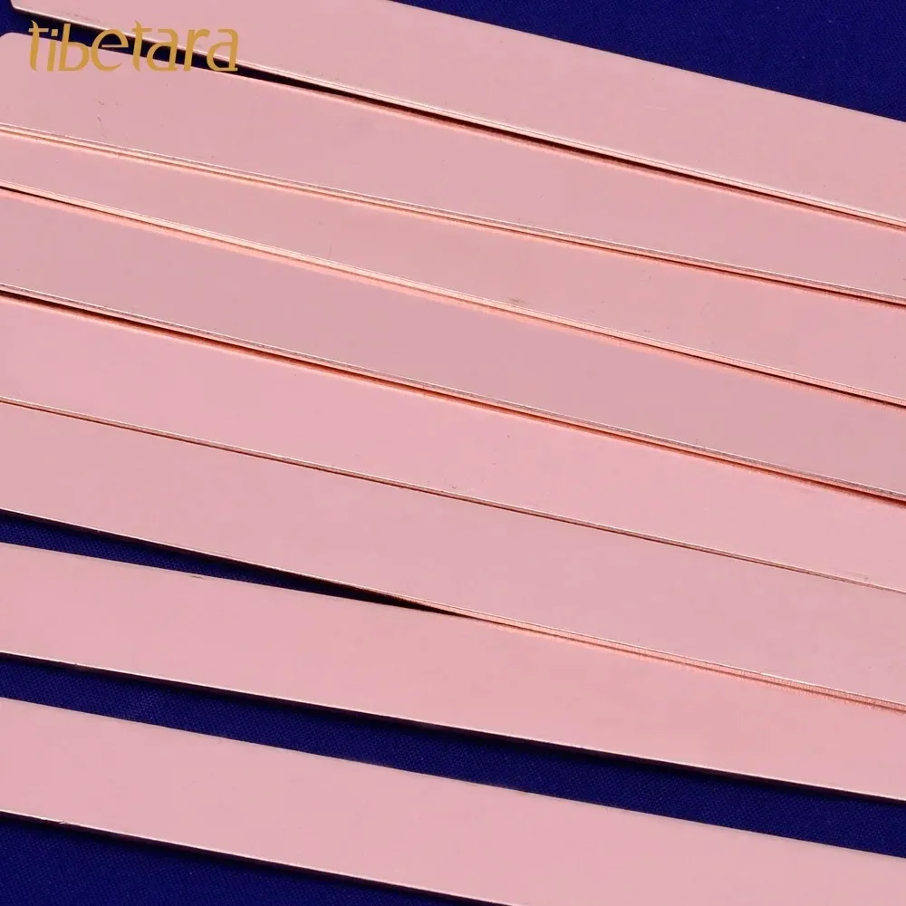 Bracciale da 5 pezzi in rame bianco con stampa a mano, bracciale piatto, 18 calibri, gioielli vuoti fai da te