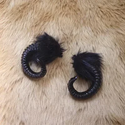 Hand Made Work White Black Sheep Ears Hairhoop Horns Headwear For Cosplay Costume Prop image 3