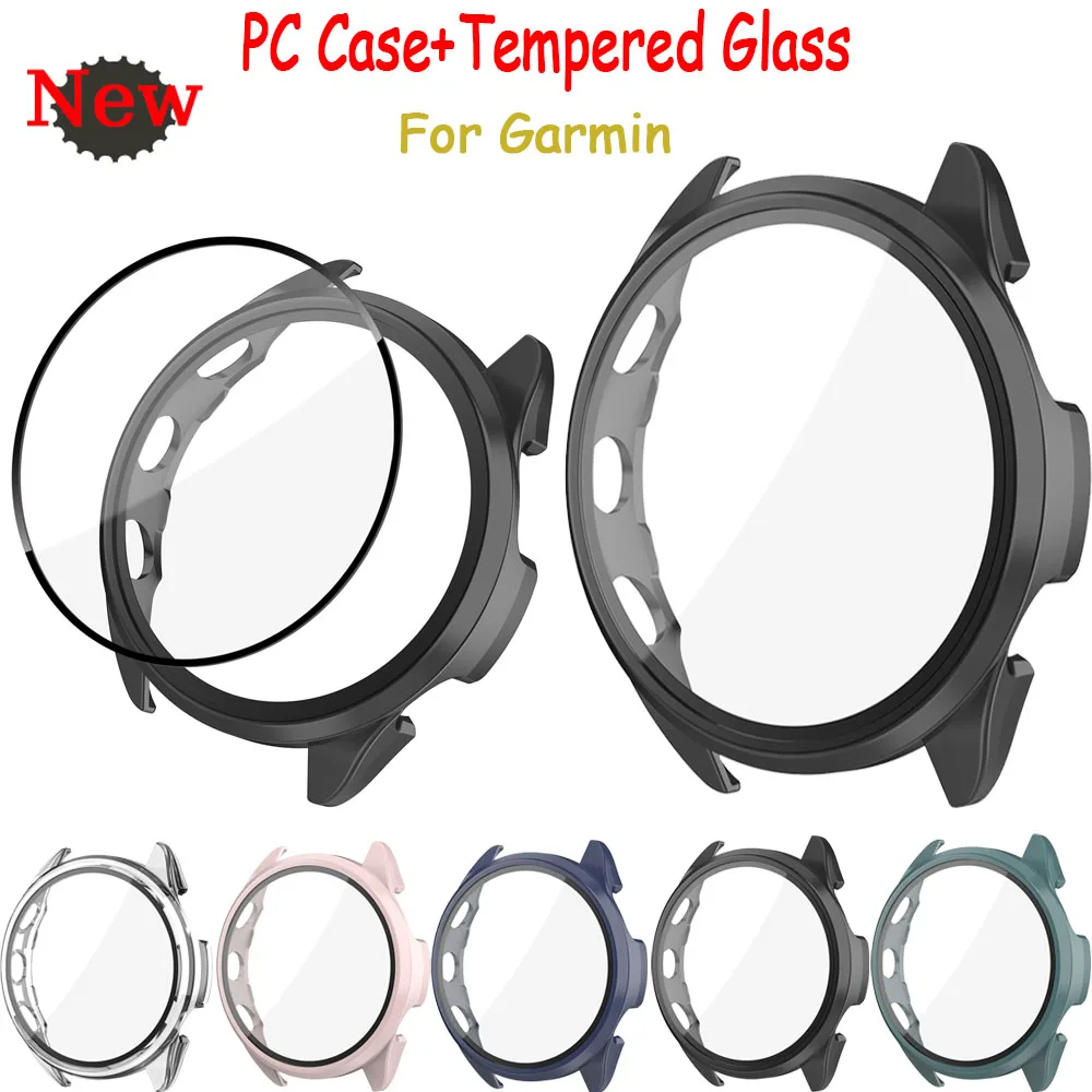 HD Tempered Glass+PC Case For Garmin Forerunner 965 255 265 165 All-around Screen Protector Shell