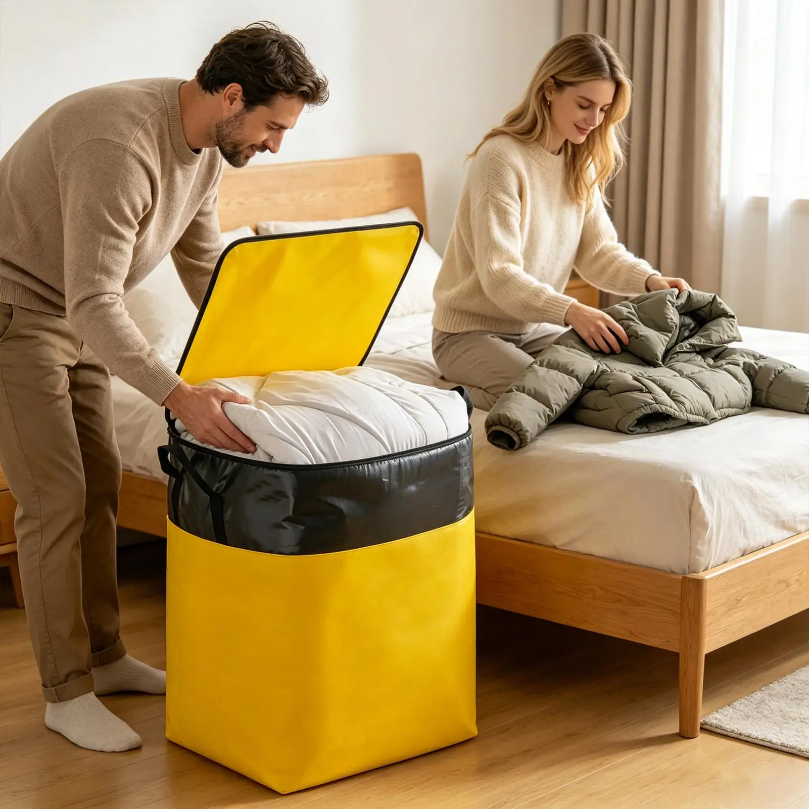 140L Extra Large Moving Bags Heavy Duty with Zippers & Carrying Handles, Durable Storage Bags Moving Boxes for Closet Organize