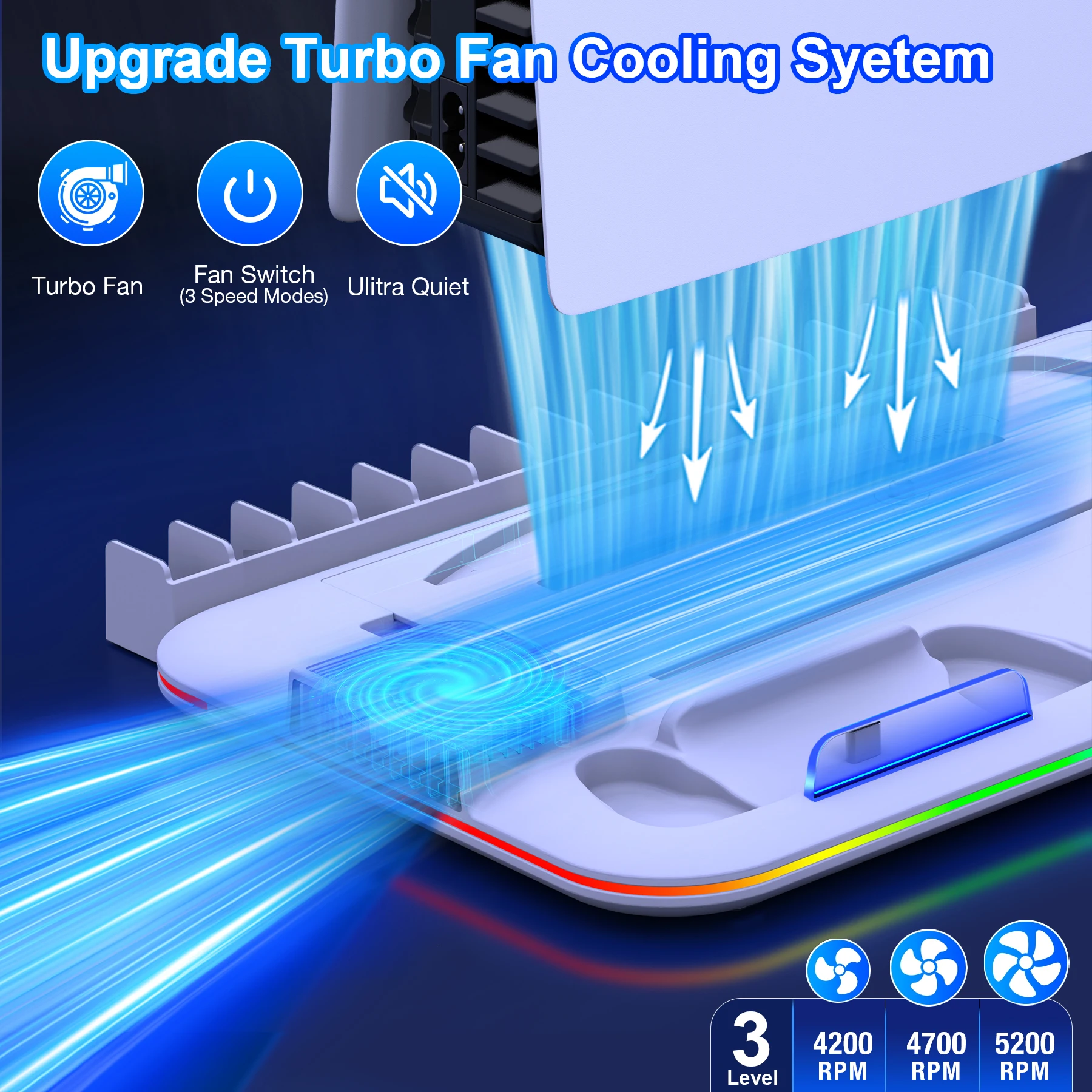 Beboncool S2000 Rgb Verticale Standaard Voor Nieuwe Playstation 5 Slim/Playstation 5 Cooling Station Notebook-Kwaliteit Koeler Ps5-oplader