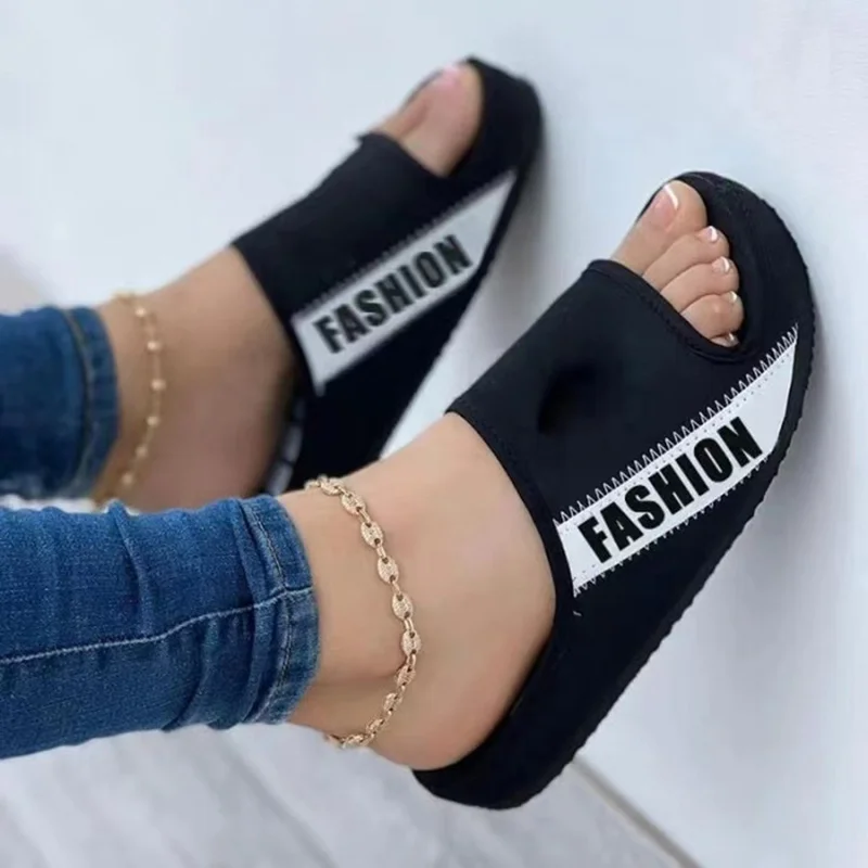 Women's Slippers Solid Color Open Toe Non-Slip Multicolor Beach Platform Flip-Flops 2023 Summer New Fashion Cloth Ladies Sandals