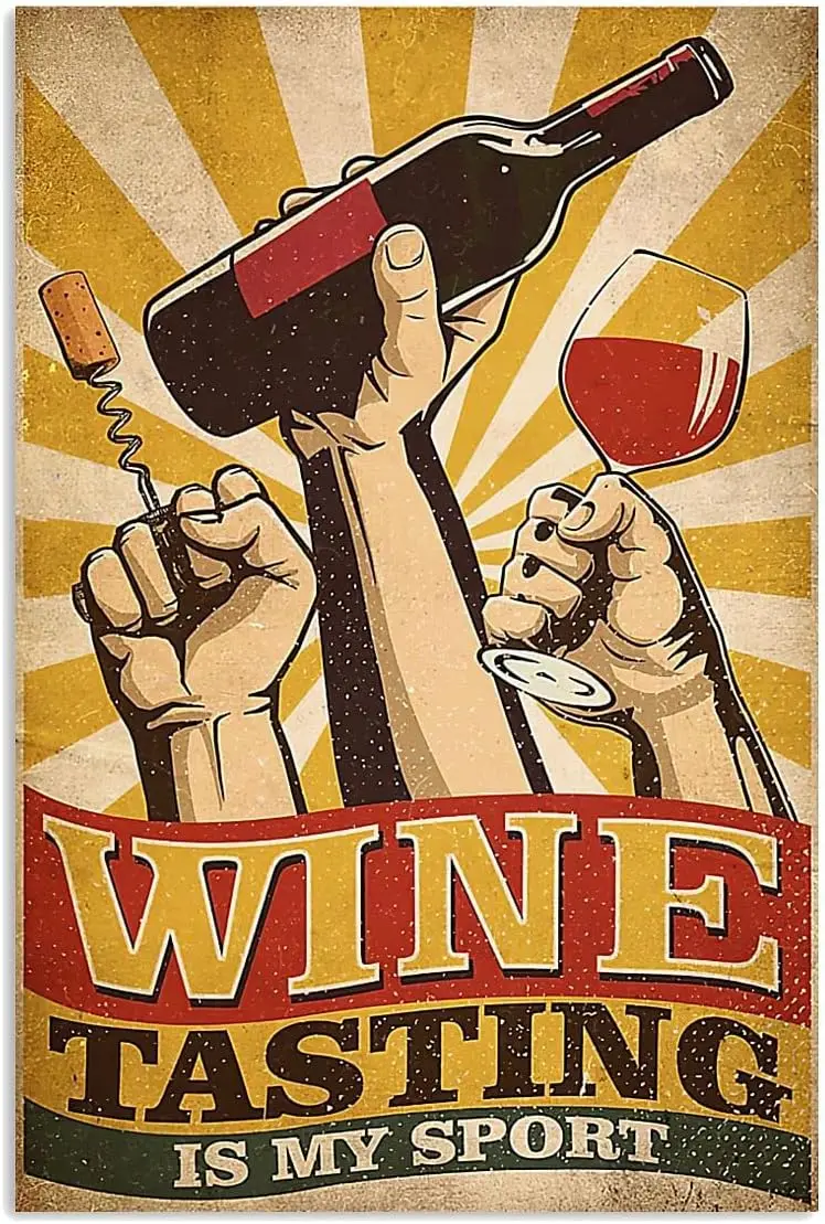 Buoraev Wine Retro Metal Tin Signs Wine Tasting Is My Sport Posters Wine Lovers Collectible Plaques Home Kitchen Dining Roo sign