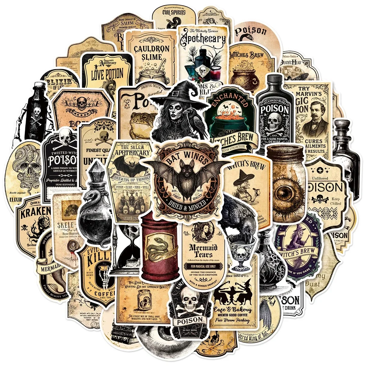 10/50 шт., винтажные этикетки для бутылок солля на Хэллоуин