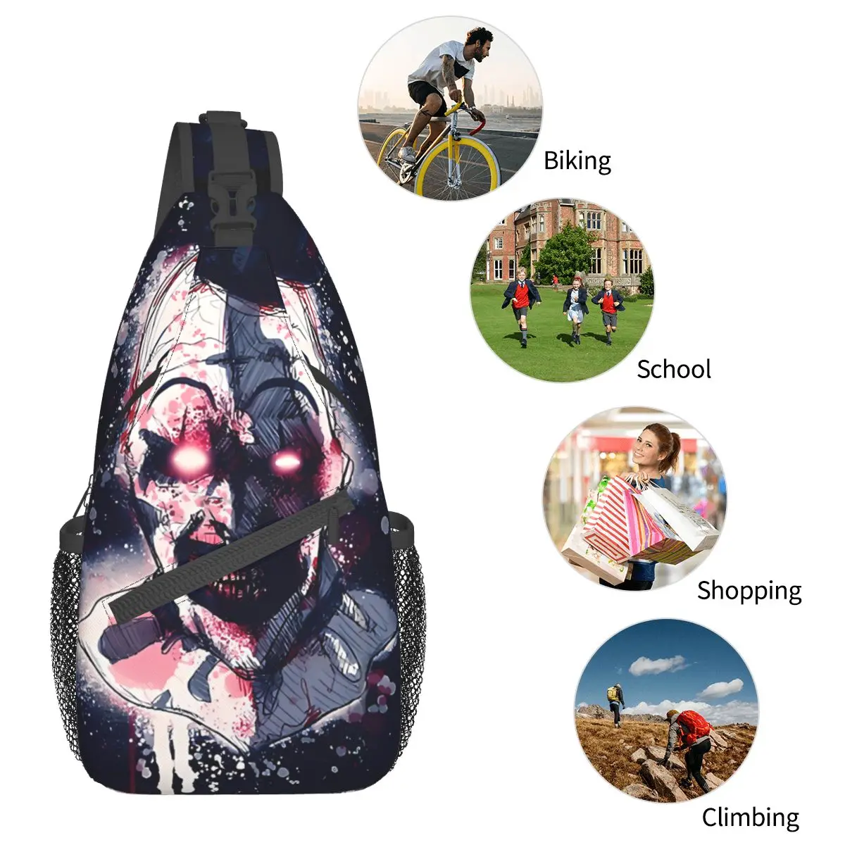 Terrifier Horror Films Crossbody Bag Sports Clown Gift For Fans Chest Bag Unisex Women Man Fashion Shoulder Backpacks Travel