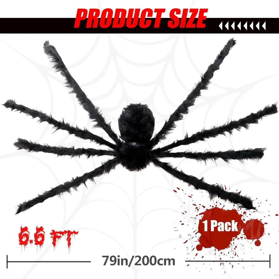 Ogromny Pająk Halloweenowy Dekoracja na Wnętrze i na Zewnątrz, na Podwórko, Gank, do Nawiedzonego Domu lub Domu, na Imprezę, Dekoracje Halloweenowe — 2