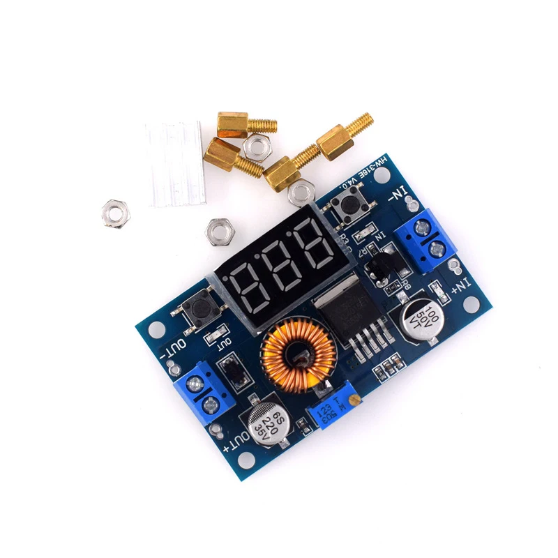 XL4015 High Power 5A 75W DC-DC Adjustable Step-down Charger Module Step Down Buck Converter LED Driver With Red Voltmeter