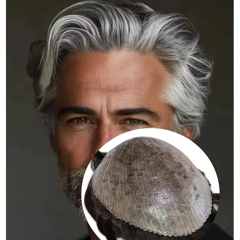 

Супернатуральный 30-миллиметровый волнистый серый парик (оттенки 1B65, 1B80) из прочного полиуретана толщиной 0,1 мм, черно-коричневый, для мужчин, система замещения волос из натуральных волос