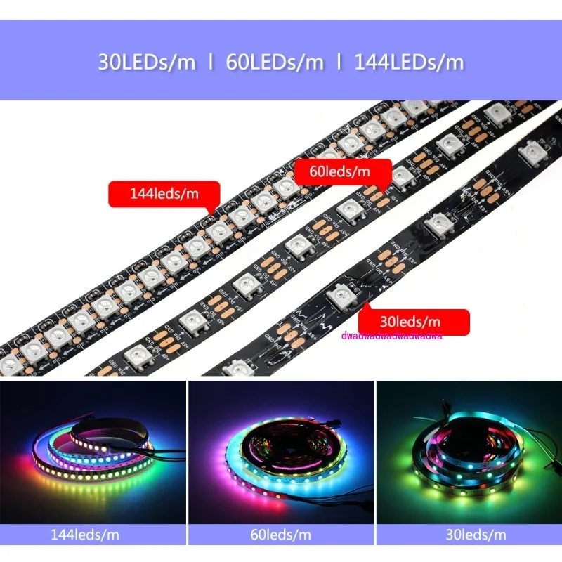 

WS2812B 30 60 74 96 144 Light 5050 RGB Full Color 5V Light Strip, Soft Light Strip