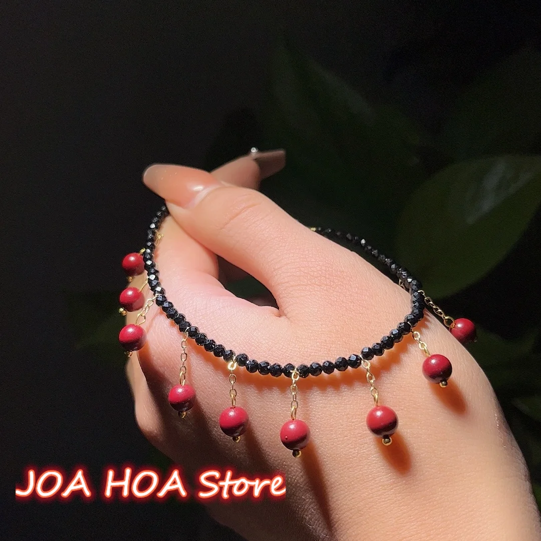 

Anklet Hand-made DIY Natural Hetian Jade Round Beads Tourmaline Pearl Accessories Rare Foot Decorations Fine Jewelry