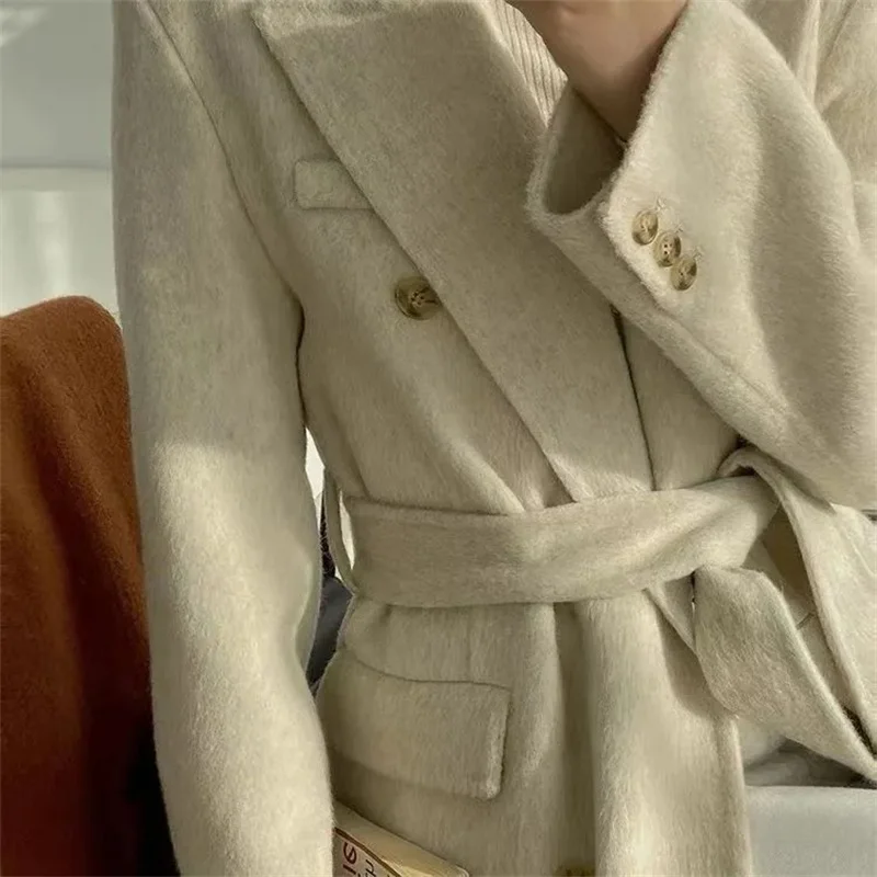 Wool Fashion Double-sided Woolen Coat For Women Slim Fit Mid-length New Autumn Winter Double Button Collection Stylish