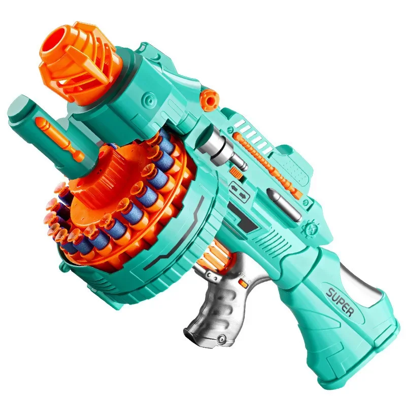 Pistola de juguete Gatling de disparo continuo eléctrico para niños, pistola de balas suaves con ventosa, pistola Nerfs de explosión, pistolas BB, regalos para niños