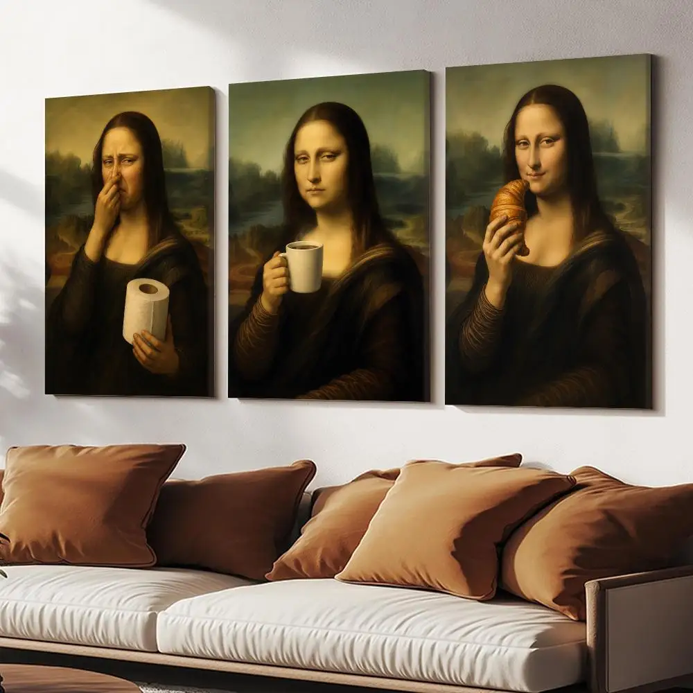 Piece Mimics Mona Lisa Painting Calligraphy Abstract Canvas Wall Art Print-Home Decor Poster&Living Room Bedroom&Gift