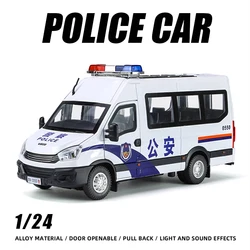 1:24 Police Alloy Car Models Diecasts Vehicle Explosion-proof Public Security Hot Wheels Sound Light Toy Boy Fast and Furious