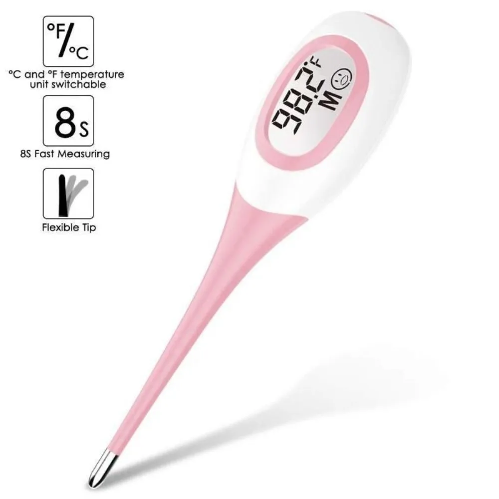 8 Seconds Backlit Fever Thermometer Soft Head LCD Display Digital LCD Thermometer Fast Measure Accurate Thermometer Unisex Use