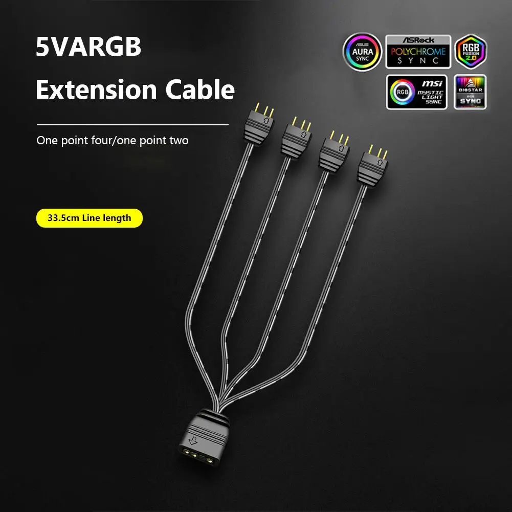 Placa-mãe conector rgb 1 a 1 2 3 4 5 5v 3pin argb/12v 4pin sincronização rgb hub fio divisor cabo de extensão para asus gigabyte msi