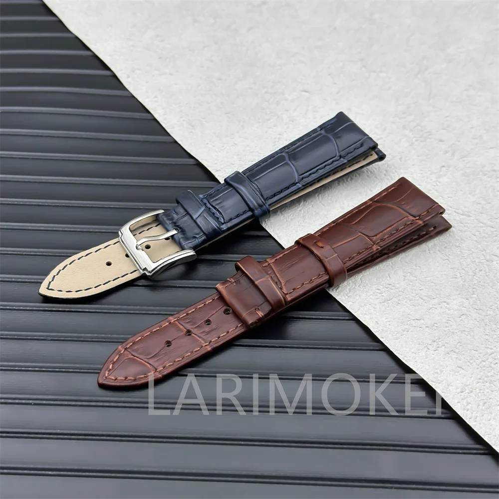 21mm / 20mm cowhide strap fits Rolex Submarine GMT Master Daytona Watch accessory for Men in black. brown. blue. Beige strap