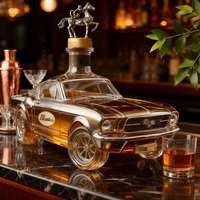 Fashionable new Mustang whiskey bottle,made of glass material,large capacity,transparent design,for school camping and home use