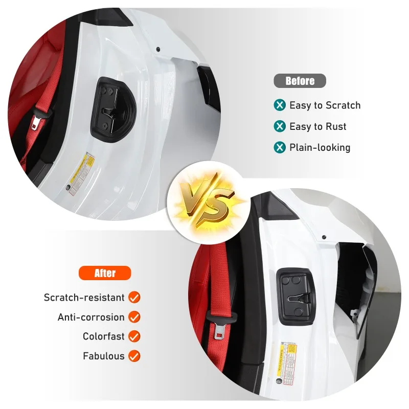 

For Chevrolet Corvette C8 2020+ ABS Black Car Door Bolt Lock Protective Cover Decorative Sticker Car Interior Accessories