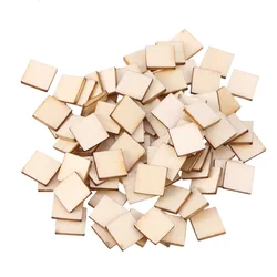 200 Pcs Square Wood Slices Blank Wood Pieces Unfinished DIY Plaque for Painting Crafts 25MM