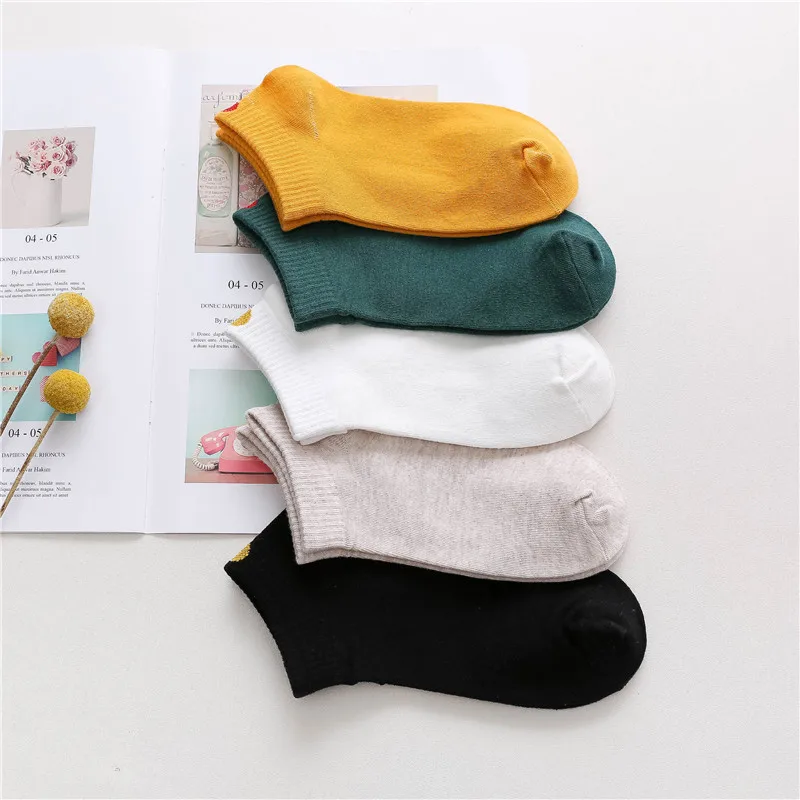 New Cute Glitter Love Heart Heel College Wind Simple Basic Fresh Spring Summer Short Ankle Cotton Socks Dropship