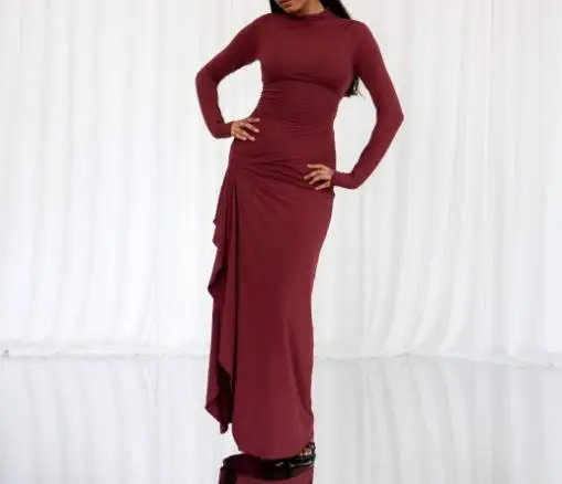 

Women's Clothing 2025 Autumn New Style Fashionable and Sexy Slim Fit and Slimming Slit Dress Spicy Girl Dress