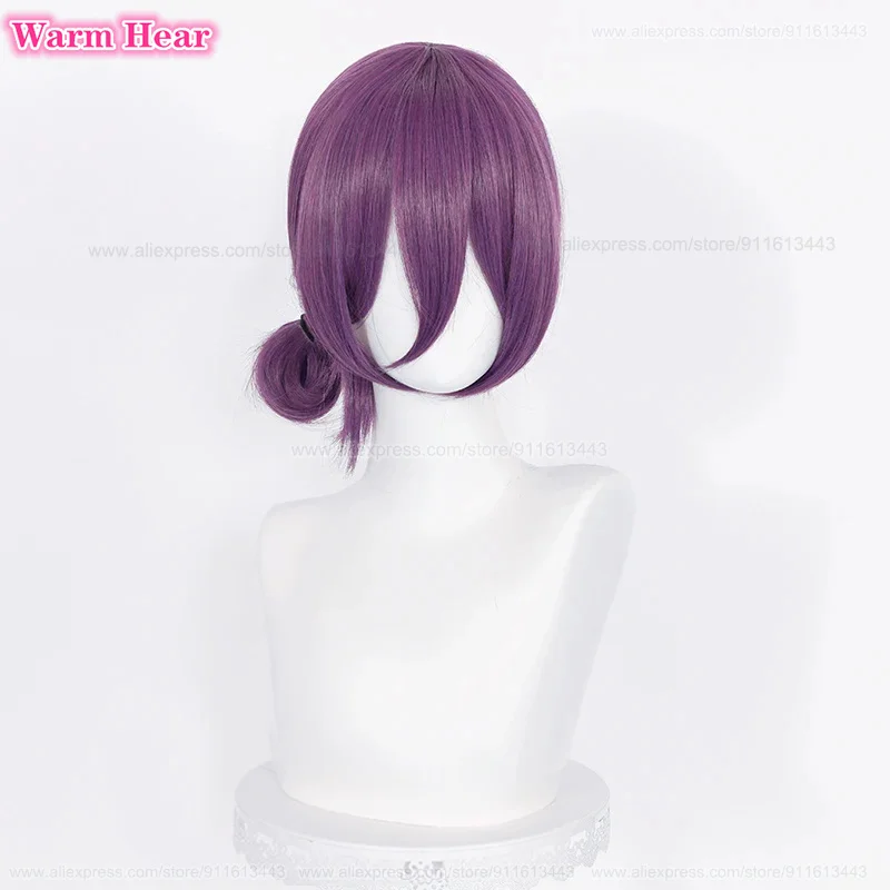 Reze Synthetic Hair Anime COS Purple Mixed Ponytail Cosplay Wig Necklace Pelucas Halloween Carnival Party Costume Wigs + Wig Cap