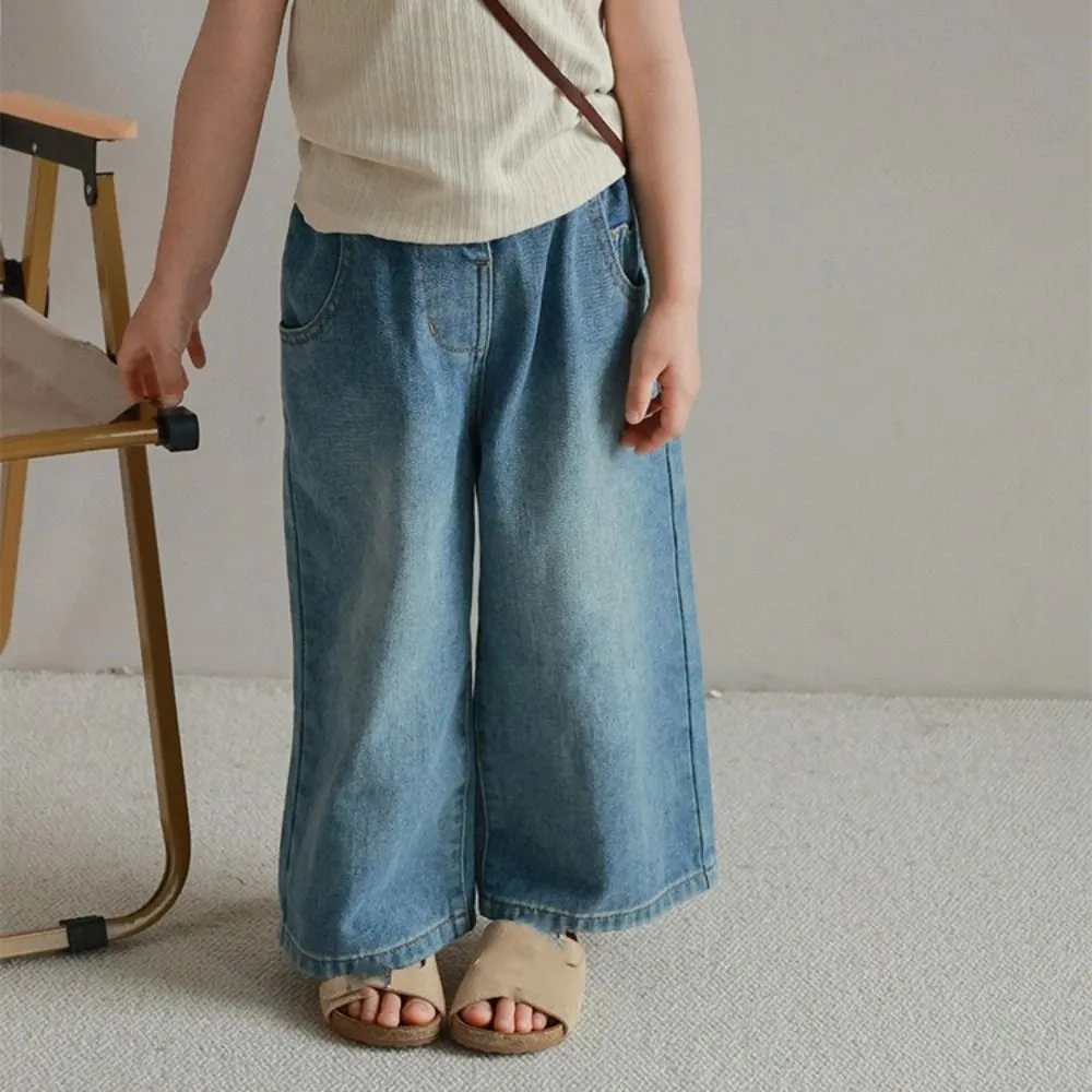 

Harajuku Straight Kids Jeans Loose High Waist Children Y2K Jeans Cowboy Pants Wide Leg Little Girls Denim Trousers Girls Gift