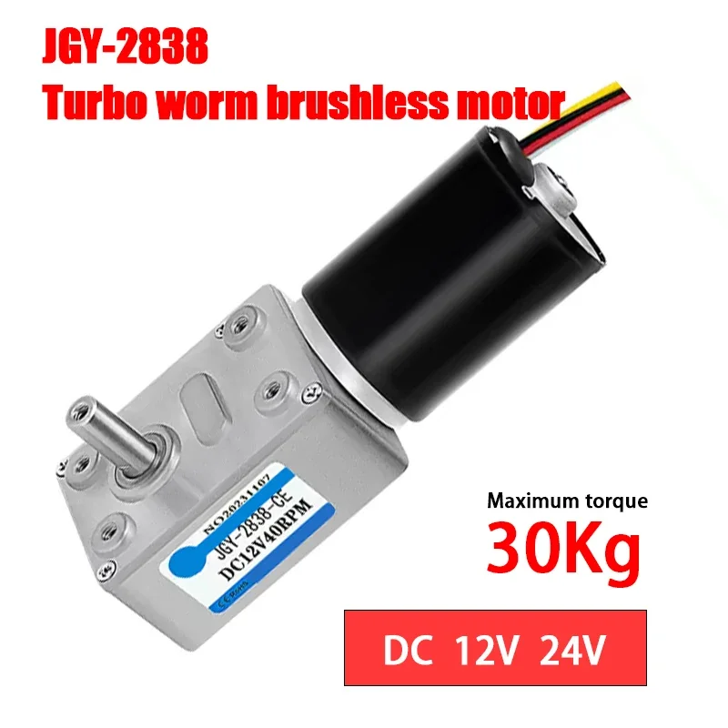 JGY-2838 Brushless micro worm gear DC deceleration motor 12v24v adjustable forward and reverse rotating motor