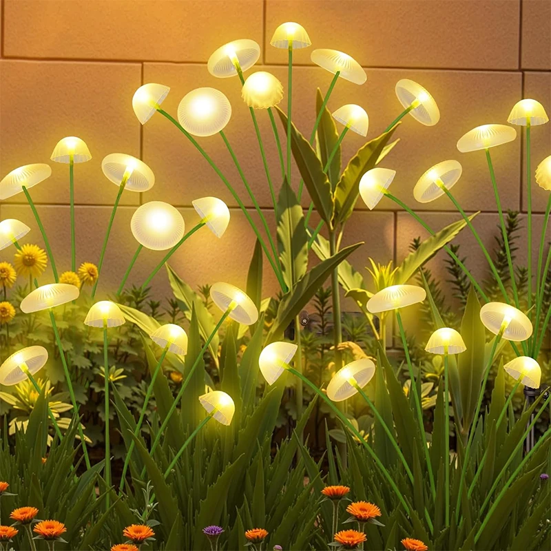 

Solar Garden Lights Outdoor Waterproof Mushroom Light For Outside Sway by Wind Firefly Fairy Lamp Patio Pathway