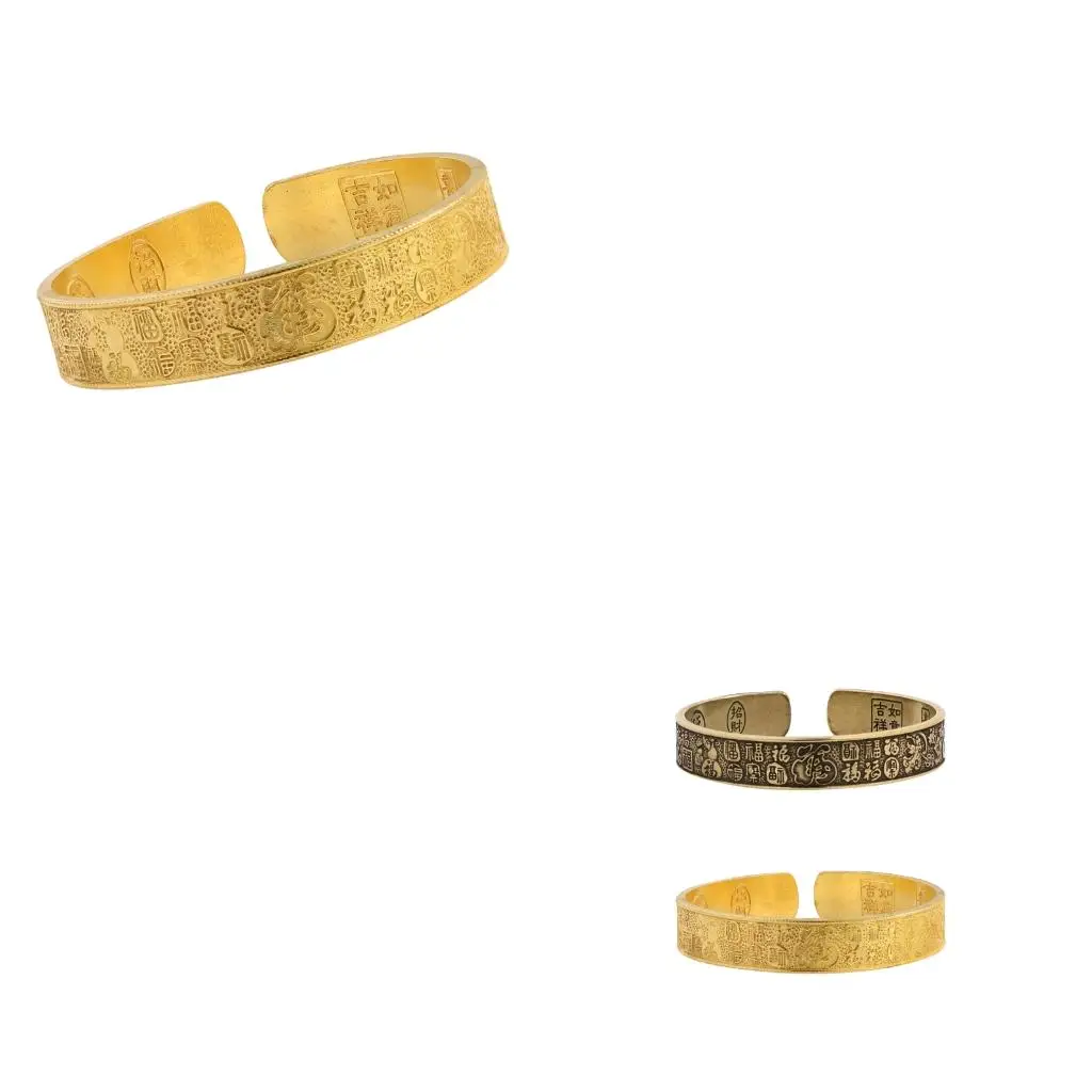 Outdoor Ready Brass Bracelet Sturdy Construction Featuring Blessings Detail