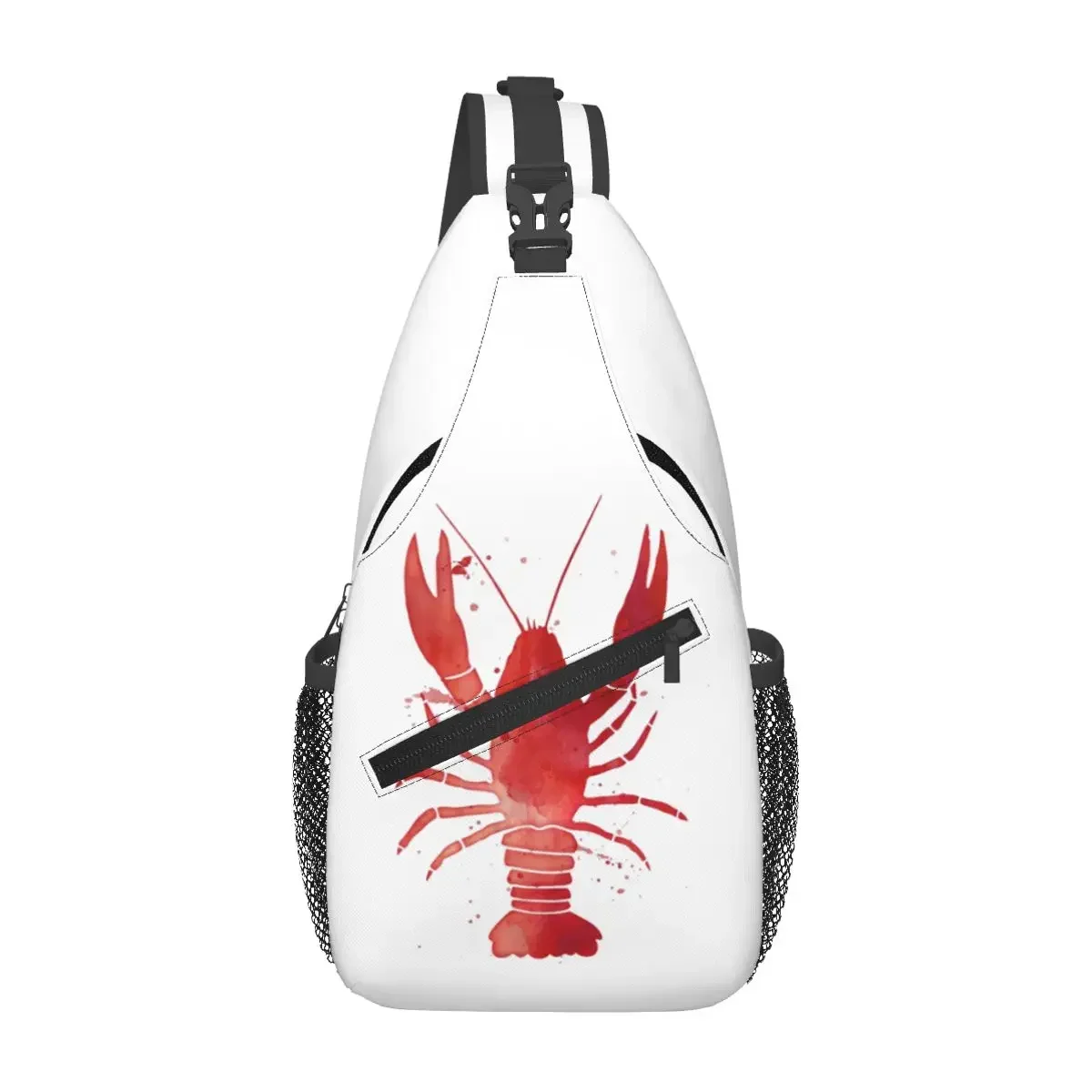 Watercolor Red Lobster Chest Bag Men Sling Crossbody Backpack Chest Bag Traveling Hiking Daypack Shoulder Bag