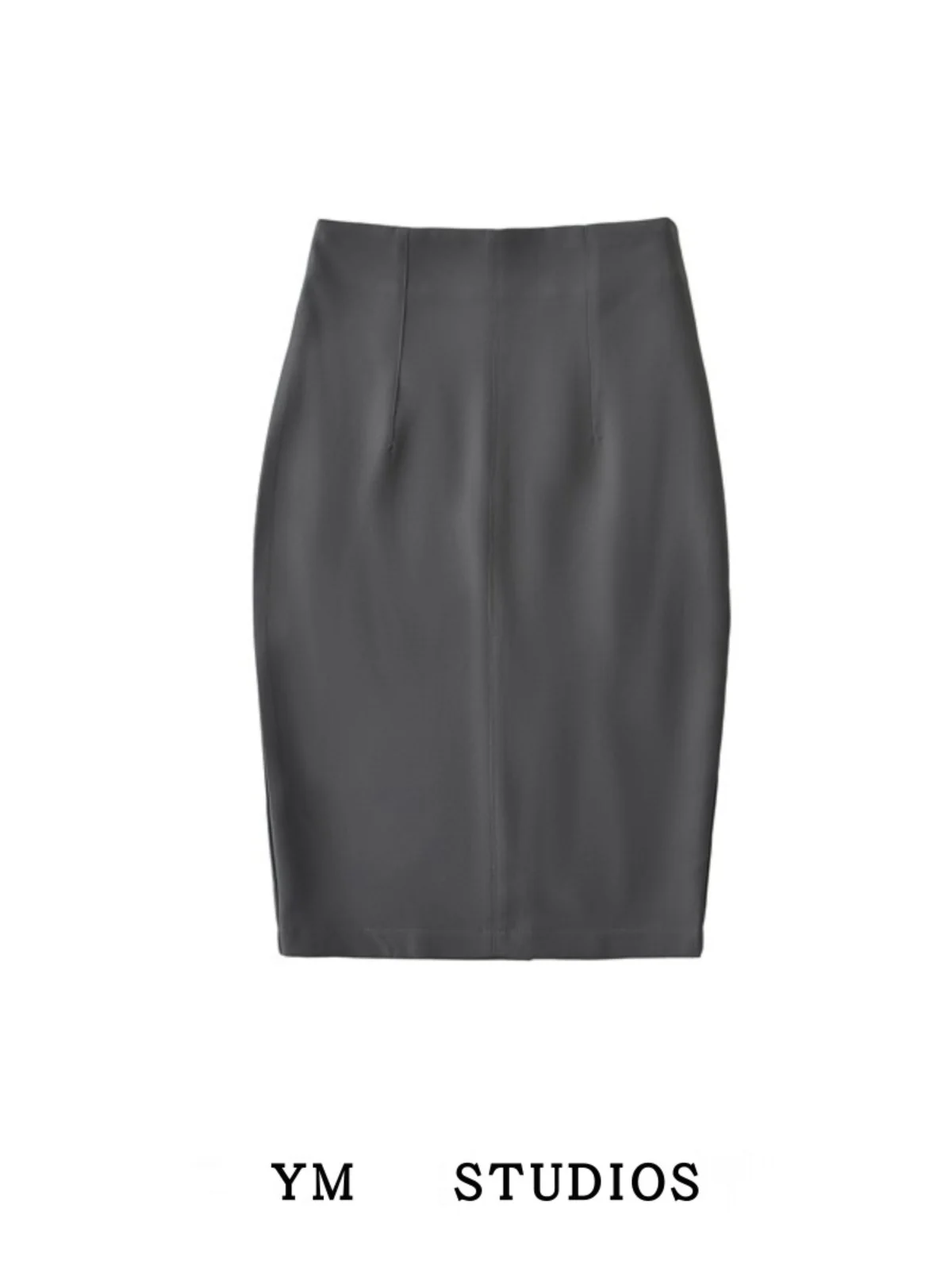 Grey Suit Style Bodycon Skirt High Waist Mid-Length A-Line Half-length Grey Asymmetric Hemline Professional Women's Skirt