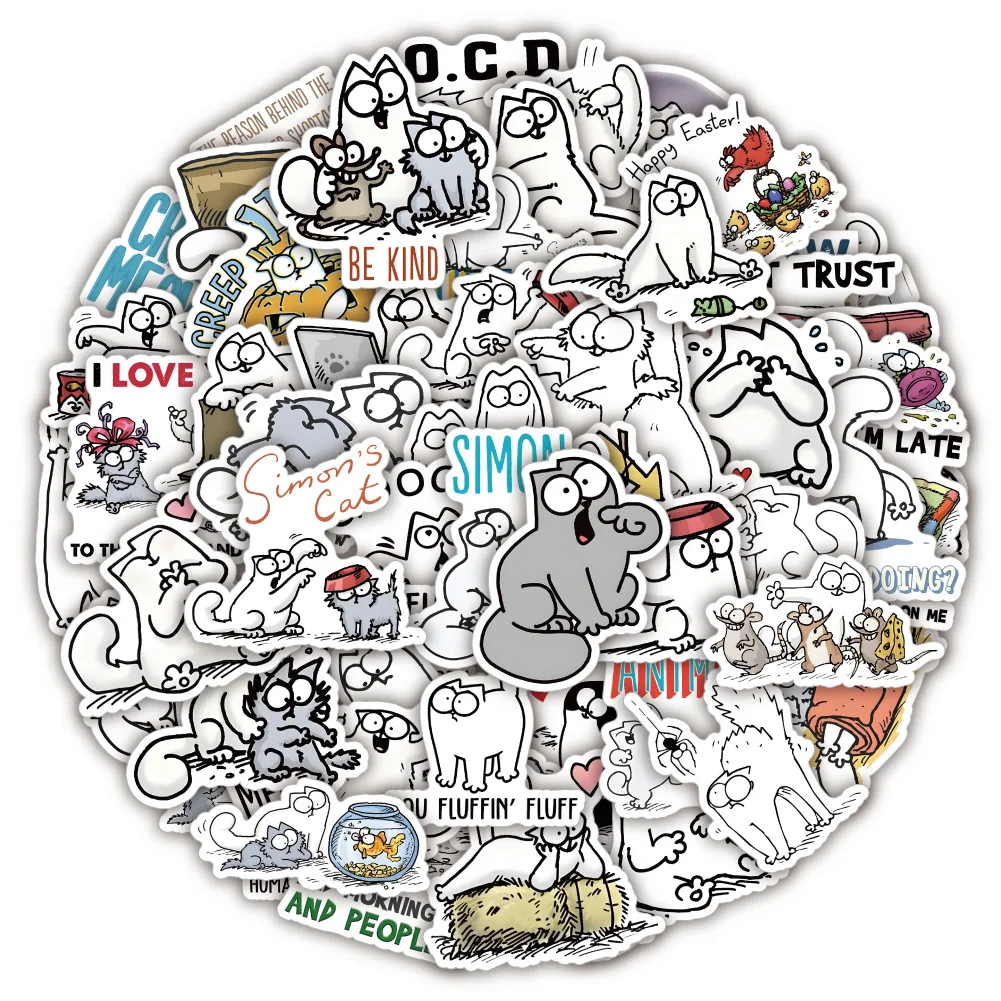 10/53 Uds. Pegatinas de grafiti bonitas de gato de Simon de dibujos animados decoración creativa personalizada caja de gafas para refrigerador calcomanía de bicicleta Juguetes