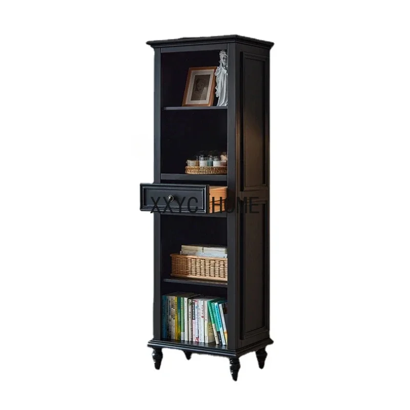 

American-Style Solid Wood TV Cabinet Side Cabinet Clothes Closet Simple Black Small Apartment Storage Cabinet