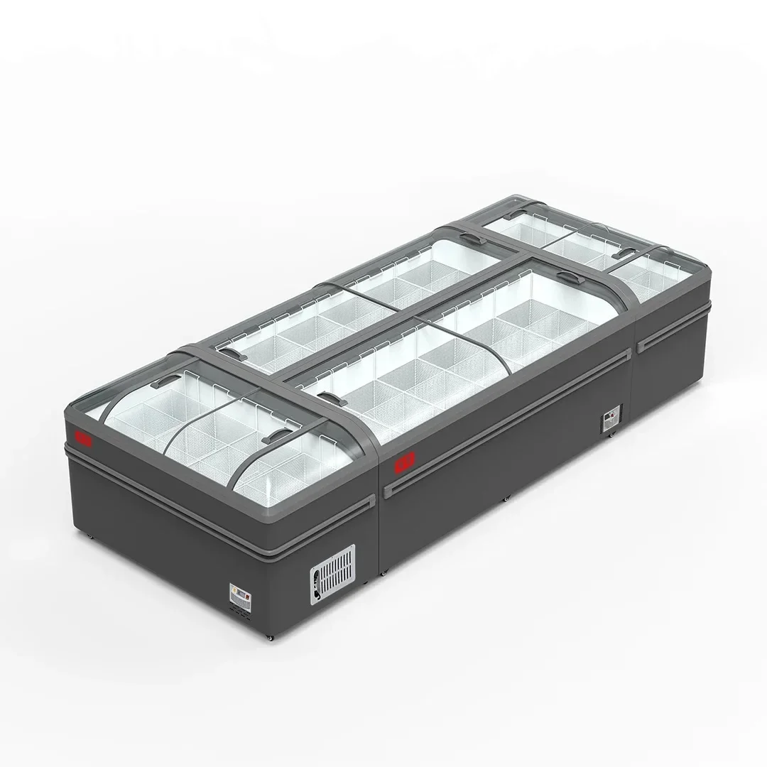 

#For Commercial Supermarket Combination Island Freezer Frost-Free Head Display with Tempered Glass for Freezing & Display