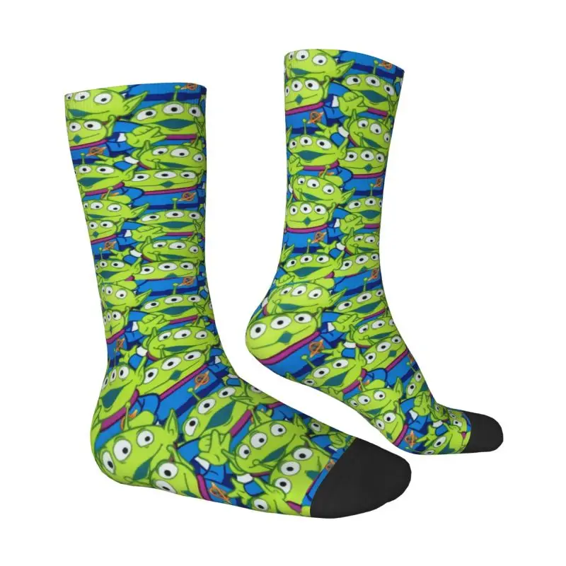 Custom Fashion Printing Green Aliens Toy Story Socks for Men Women Stretchy Summer Autumn Winter Crew Socks