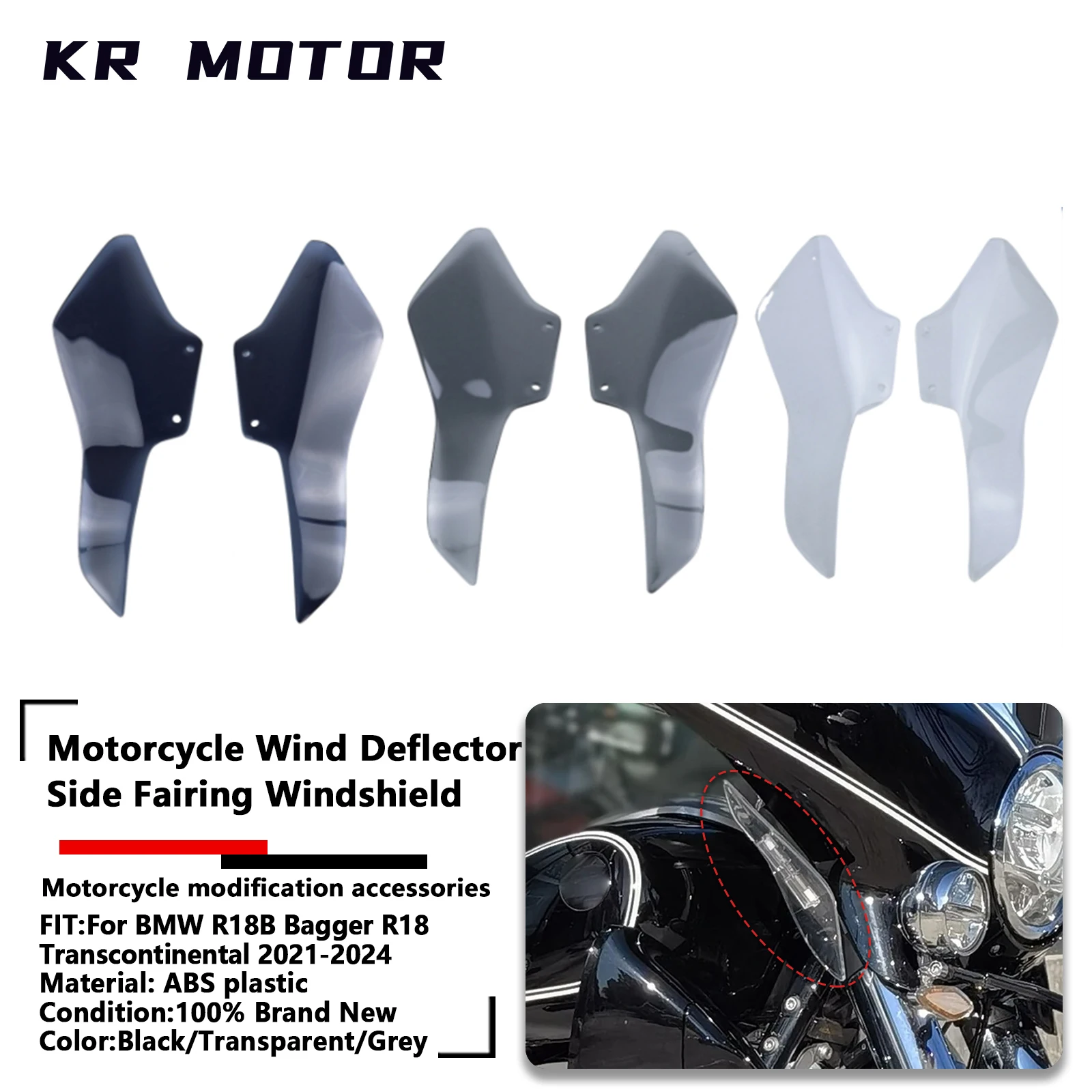 

Fits For BMW R18B/R18 Transcontinental R18B Bagger 2021-2024 Motorcycle Wind Deflector Leg Protector Side Fairing Windshield