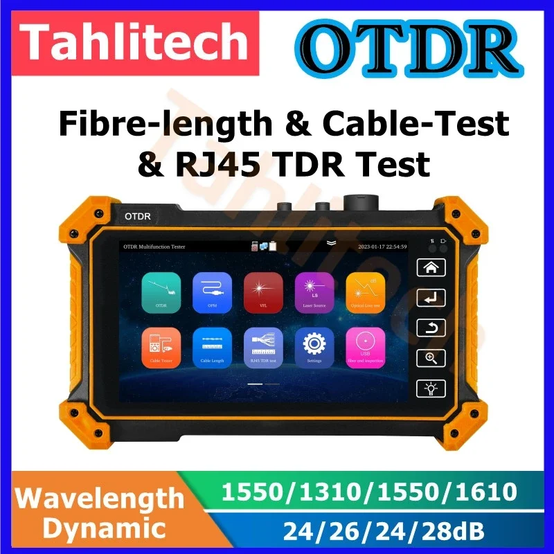 Mini OTDR Fibra Attiva Live Test 1550nm 24/26/28dB Riflettometro Ottico Touch Screen OPM OLS VFL Tester SC/UPC Connettore