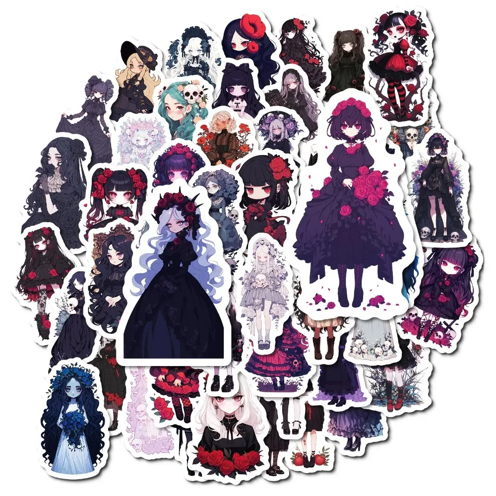 50pcs Aesthetic Gothic Lolita Stickers Graffiti Decorate Desktop Skateboards Bicycles Motorcycle Helmets Refrigerators Suitcases