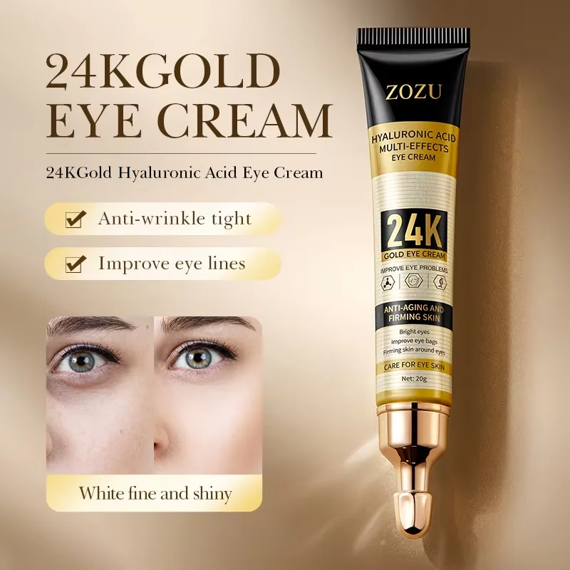 

24K Gold Hyaluronic Acid Eye Cream Anti-Dark Circles Firming Moisturizing Eye Cream Eye Repair Serum Skin Care Products.