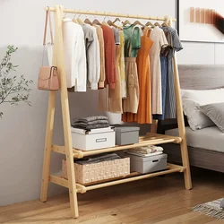 Solid Wood 행거 Bedroom Floor Hangers Stand Household Drying Rack Clothes Storage Rack Simple Shoe Rack Clothing Rack Perchero One