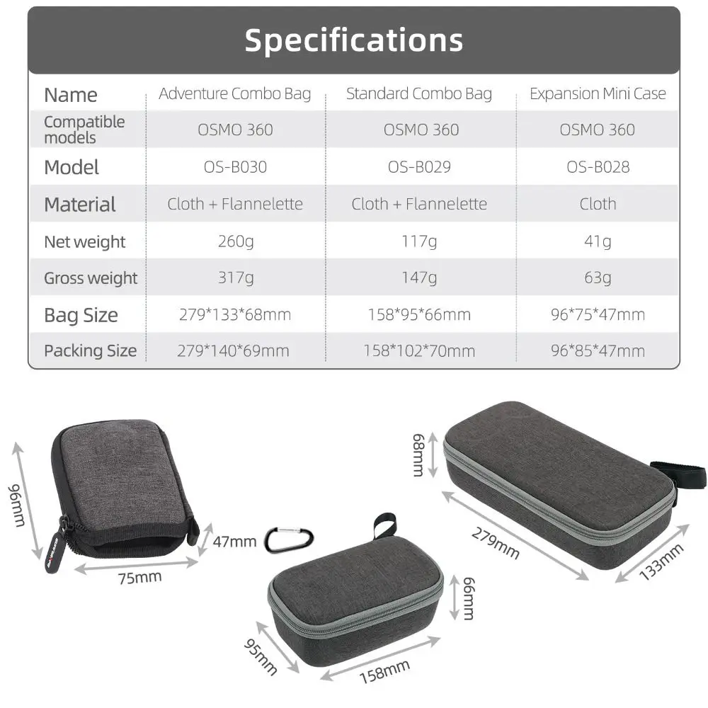 Portable Carrying Case Protective Shockproof Storage Bag Anti Scratch Protection Box for DJI Osmo 360 Action Camera Accessories