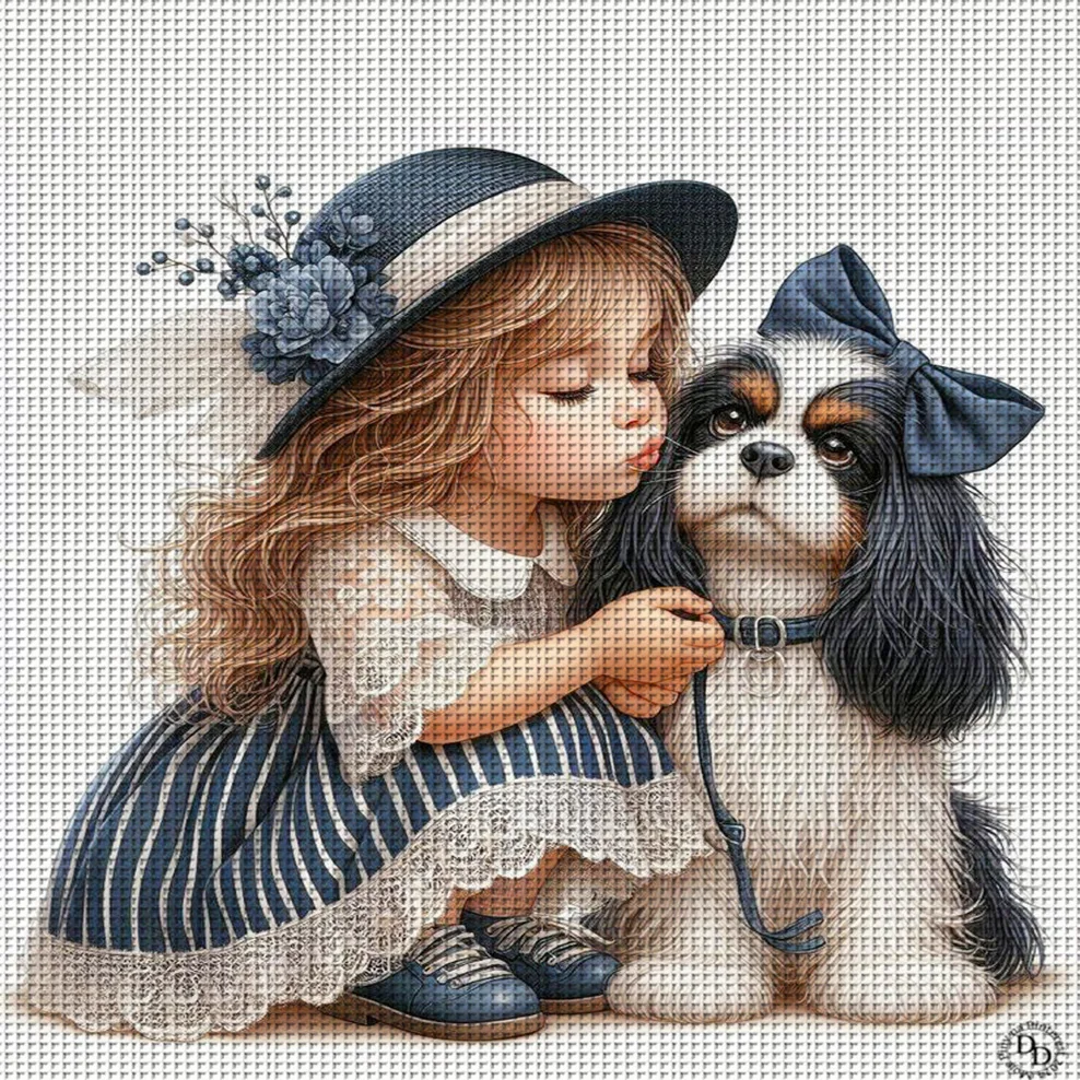 Kit de punto de cruz Girl & Cavalier, bordado DIY 11CT, decoración de pared para el hogar, regalo hecho a mano, material sin marco, semiterminado, 36×36cm