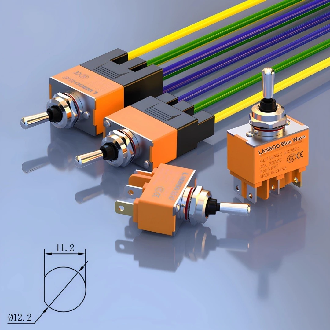 LANBOO 12mm 25A High Current Toggle Switch Rocker Operation Latching or Momentary 4P 6P Mini Toggle Switch