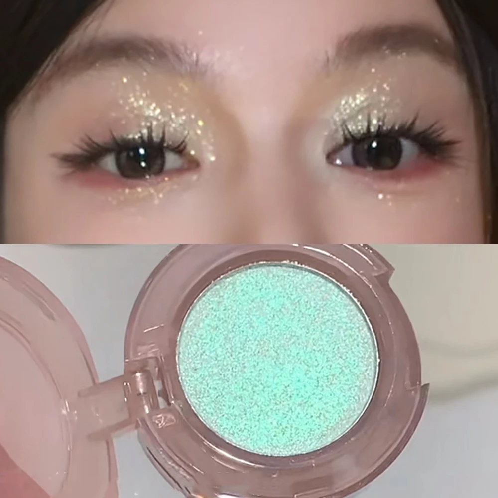 Fard à paupières crème mousse scintillant couleur unique, poudre illuminatrice diamantée brillante longue tenue, cosmétique pour les yeux effet chatoyant effet serpentin