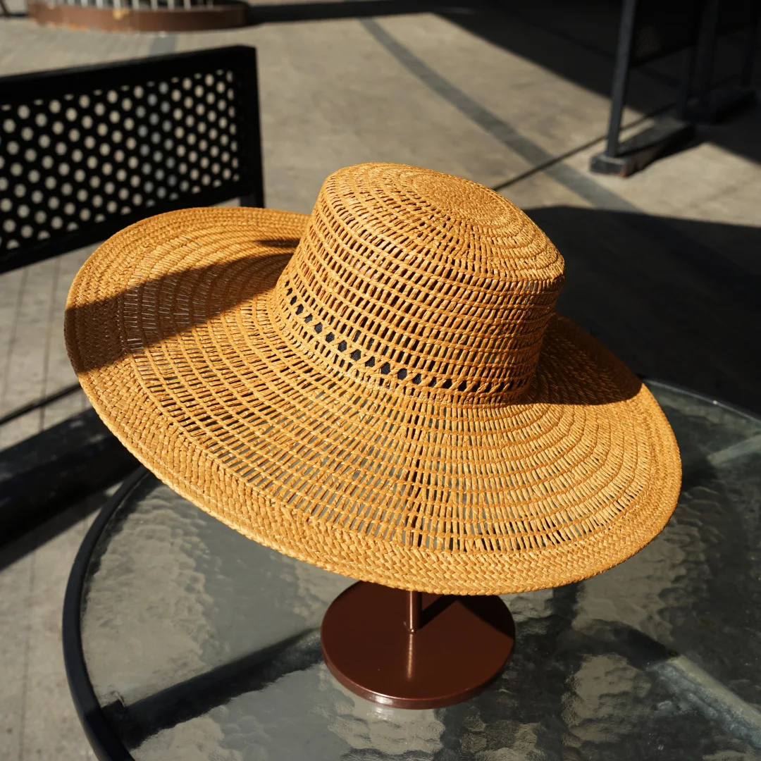 المرأة الصيف واقية من الشمس ظلة القش قبعة مريحة وتنفس نزهة عطلة قبعة الشمس التسوق السفر الترفيه قبعة الشمس #3